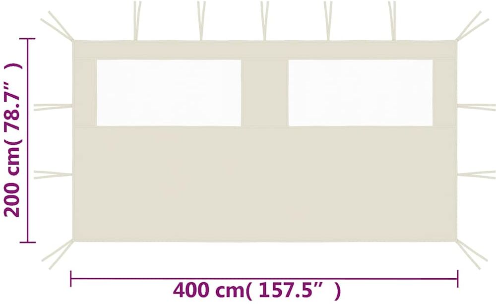 vidaXL Paroi latérale de belvédère avec fenêtres 4x2 m Crème