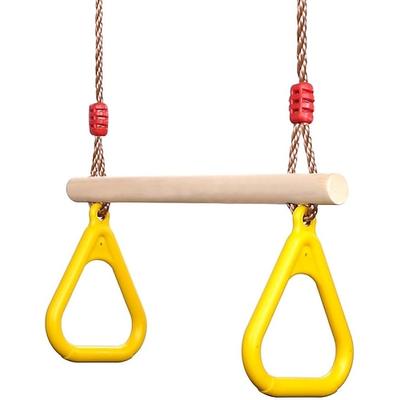 Trapezschaukelspiel aus Holz für Kinder mit Turnring aus Kunststoff für Unterhaltung drinnen und draußen