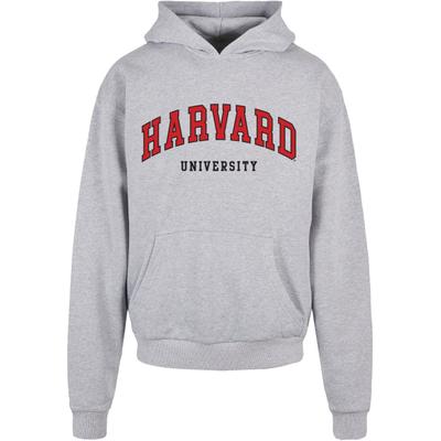 Kapuzenpullover MERCHCODE "Merchcode Herren Harvard University - Script Ultra Heavy Hoody", Herren, Gr. M, grau, 100% Baumwolle, mehrfarbig, oversize, ohne Ausschnitt, Pullover Kapuzenpullover