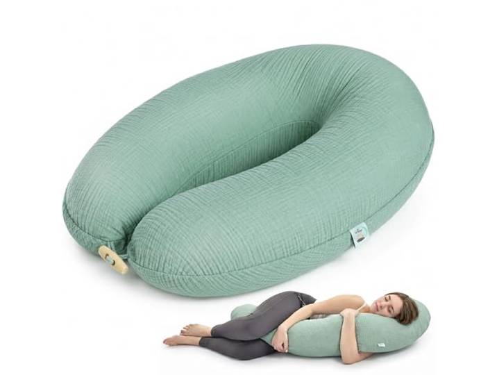 sei Design Stillkissen XXL 190x35 cm, Natur Kapok, Musselin Bezug aus Bio-Baumwolle, Schwangerschaftskissen, Füllmenge anpassbar, ergonomisch geprüft