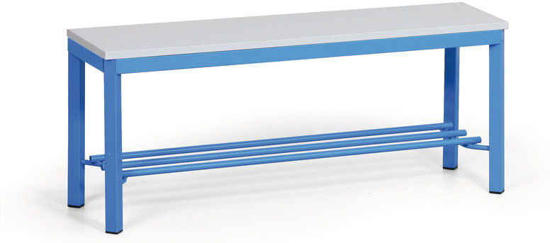 B2B Partner Umkleidebank mit Schuhrost, Sitzfläche, laminiert, Länge 1000 mm, blau