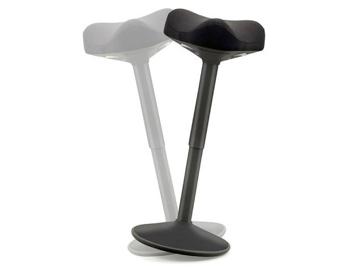 Tabouret Ergonomique à Bascule pour le Bureau Base Bombée Antidérapante Hauteur réglable Assise confortable forme selle - Noir