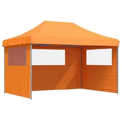vidaXL, Pavillon, Partyzelt Faltbar Pop-Up mit 3 Seitenteilen Orange (410 cm, 279 cm)