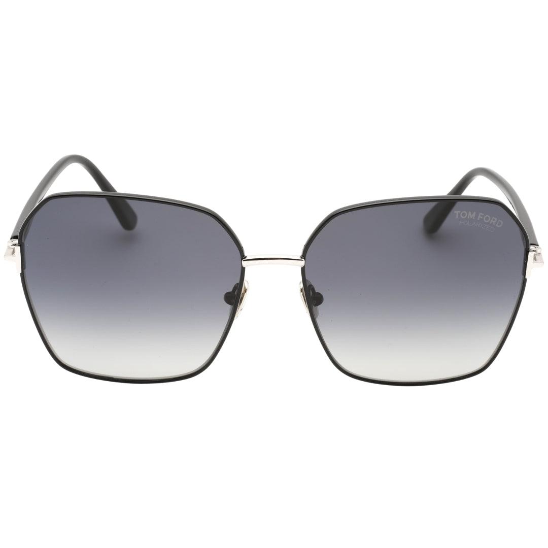 Tom Ford Claudia-02 Smoke gepolariseerde lens glanzende zwarte zonnebril