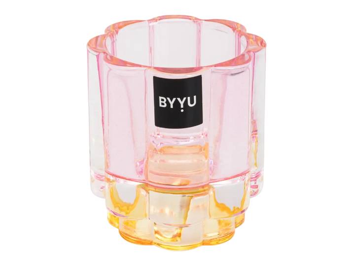 Kerzenständer Elani, Byyu, pink/gelb, Glas