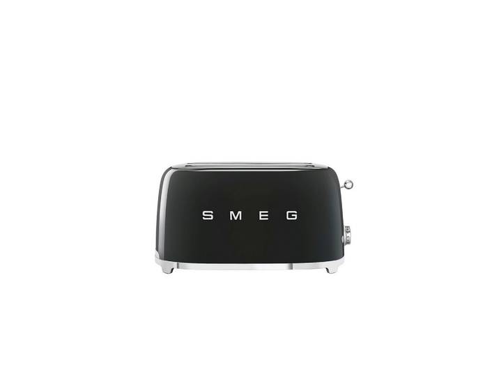Smeg Toaster, Schwarz, Metall, 41x21.5x20.8 cm, Auftaufunktion, Aufwärmfunktion, automatische Broterhitzung, automatischer Auswurf nach Röstende, Zentrierung der Toastscheibe, Küchengeräte, Toaster