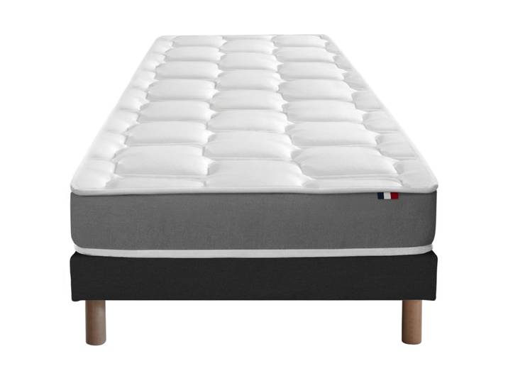Ensemble matelas mémoire forme sommier noir 90x200