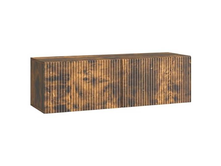 Favemtsl Wandmontierter TV-Schrank Geräucherte Eiche 98x31x30cm Schwebendes Lowboard aus Holzwerkstoff für Schlafzimmer & Wohnzimmer, mit 2 Klapptüren und 60 kg Belastbarkeit.