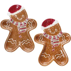2er Set Candyman Keksteller Lebkuchenmann L22xB17cm Steingut Gebäck Weihnachten