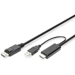 DIGITUS  Adapterkabel HDMI auf DisplayPort,4K@30Hz externe Stromquelle, 2m