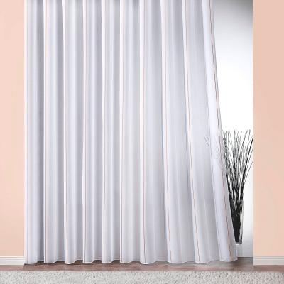 Gardine WECKBRODT "Athen" Gr. 7, weiß (weiß, champagner, beige), B:375cm H:160cm, Polyester, Gardinen, Gardine, Webgardine, halbtransparent, mit Glanzeffektstreifen, Beschwerungsband