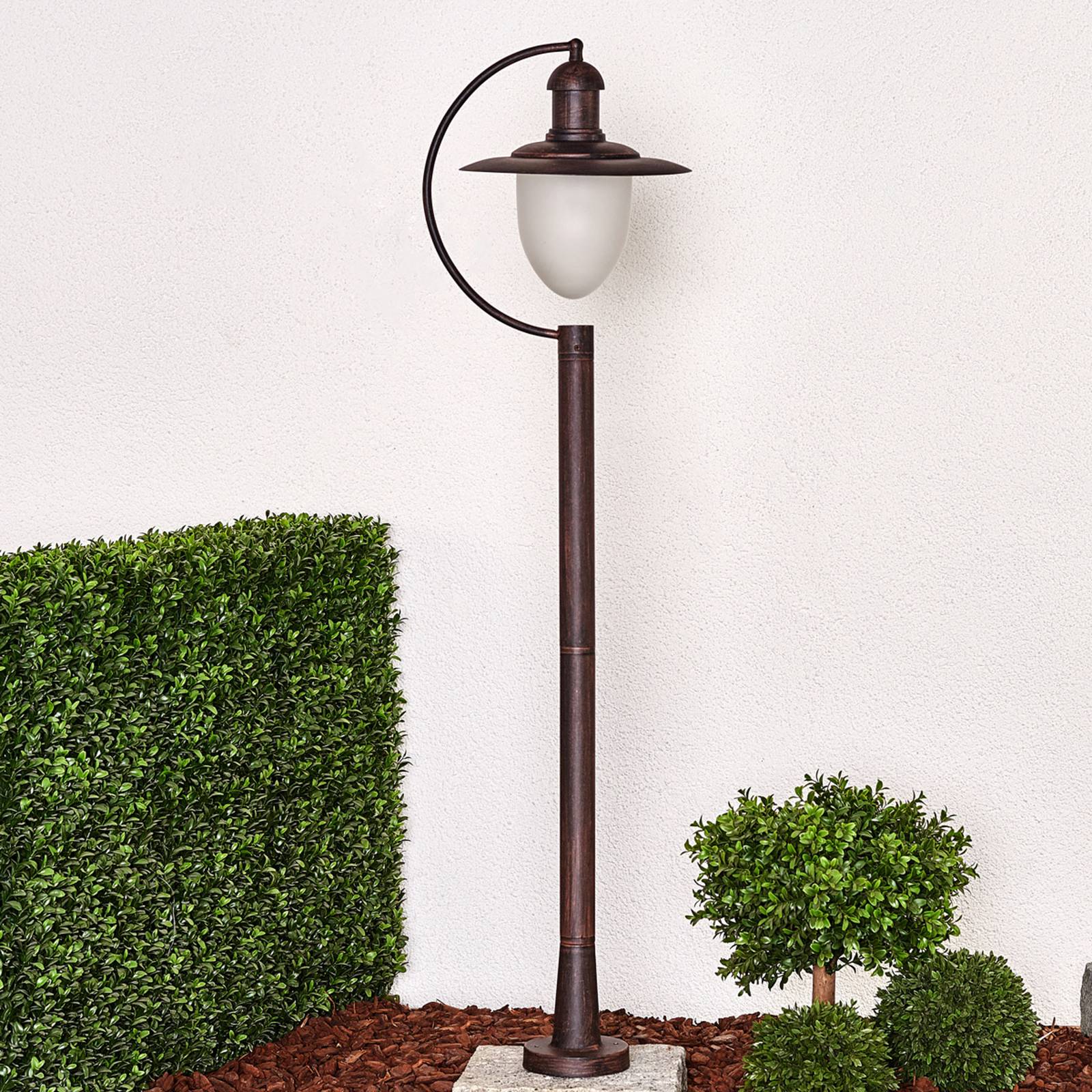 Lucide Pathway Light Aruba, dimmable, Brown / rust, metal, Country House / Rustic, Outdoor lights