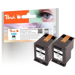 Peach Doppelpack Druckköpfe schwarz kompatibel zu HP No. 300 bk*2, CC640EE*2
