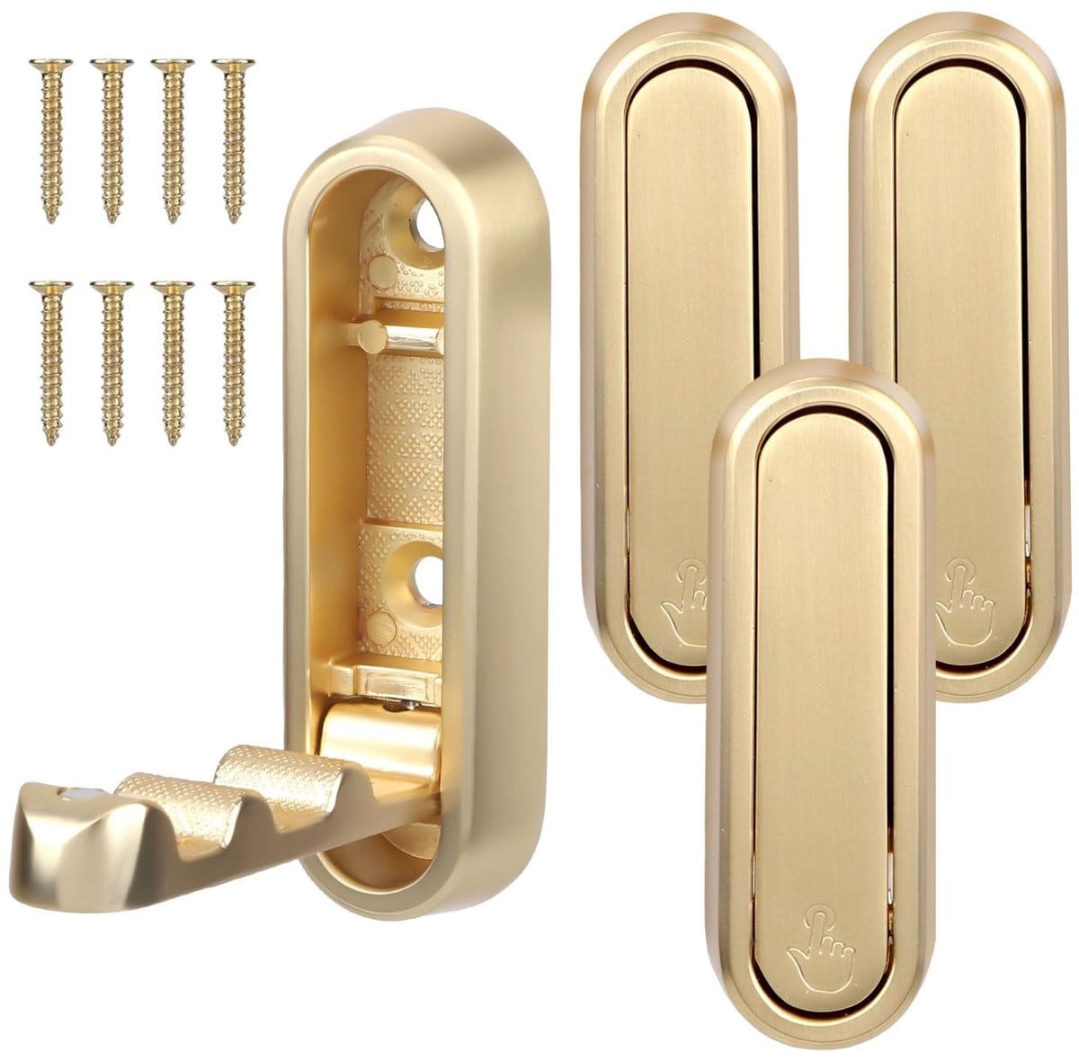 Dailygoods Wandhaken Goudkleurig - 4 Stuks - Opvouwbaar - Zinklegering - Voor Badkamer en Keuken