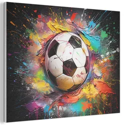 AKUSTIKBILD Fußball - Farbe - Farben - Schwarz - Weiß Wandbild Wohnzimmer 100x70 cm