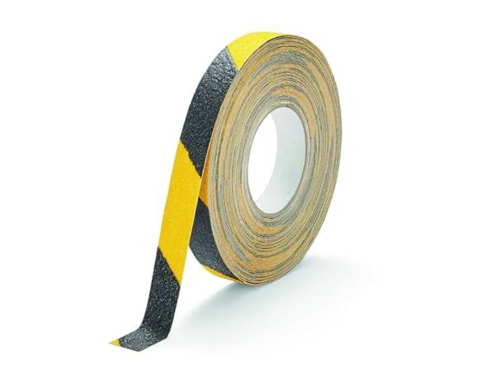 Durable - Ruban adhésif de marquage au sol - Ruban antidérapant DURALINE GRIP+ 25 MM COLOR - Pour sécuriser escaliers\, rampes - Résistance extrême au glissement R13 - Jaune/Noir - 1 pièce - 1095130