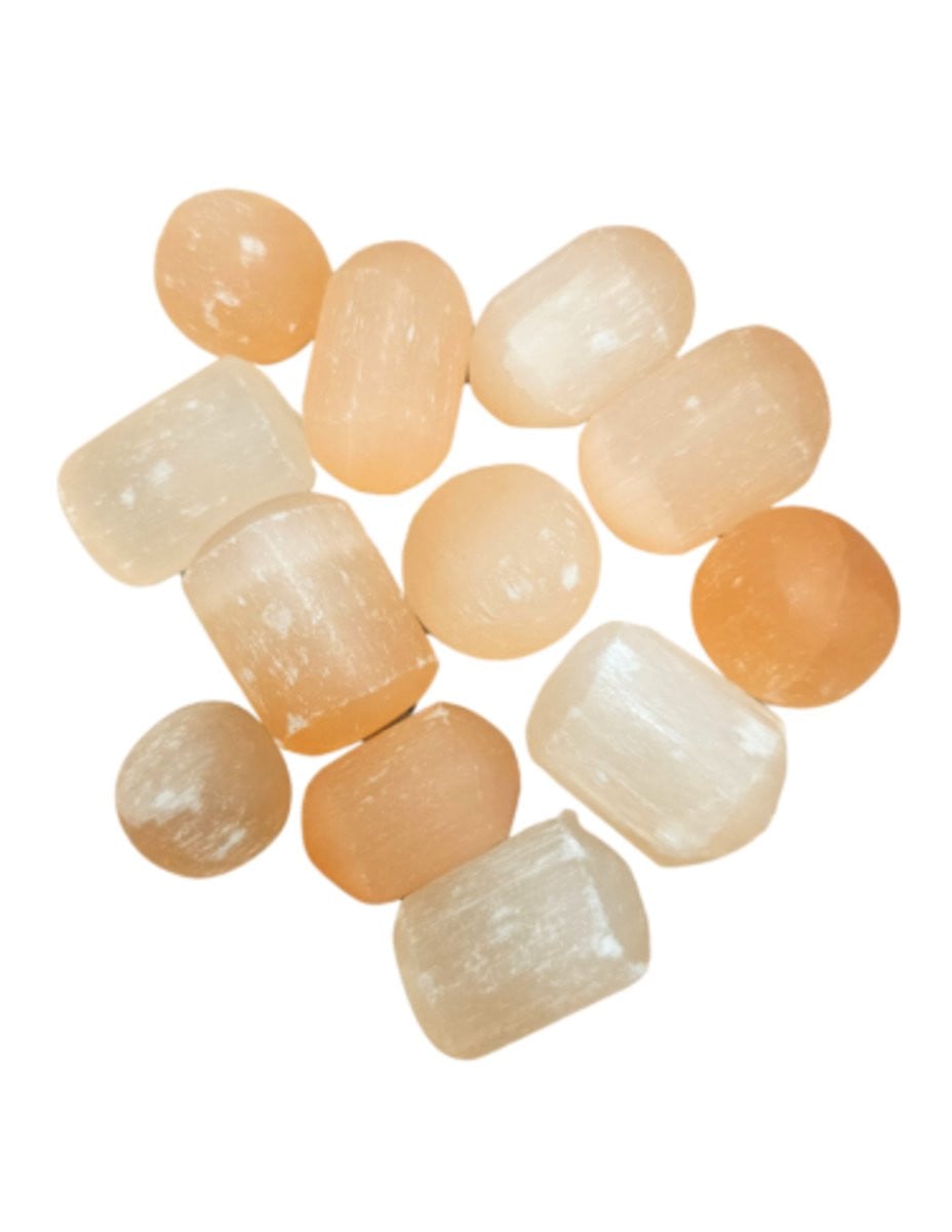 Seleniet Oranje Knuffelstenen - 250 gram - Edelsteen Trommelsteentjes