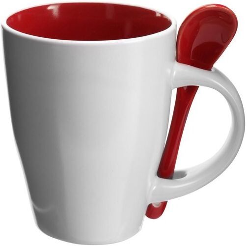 Mug personnalisable avec cuillère céramique rouge