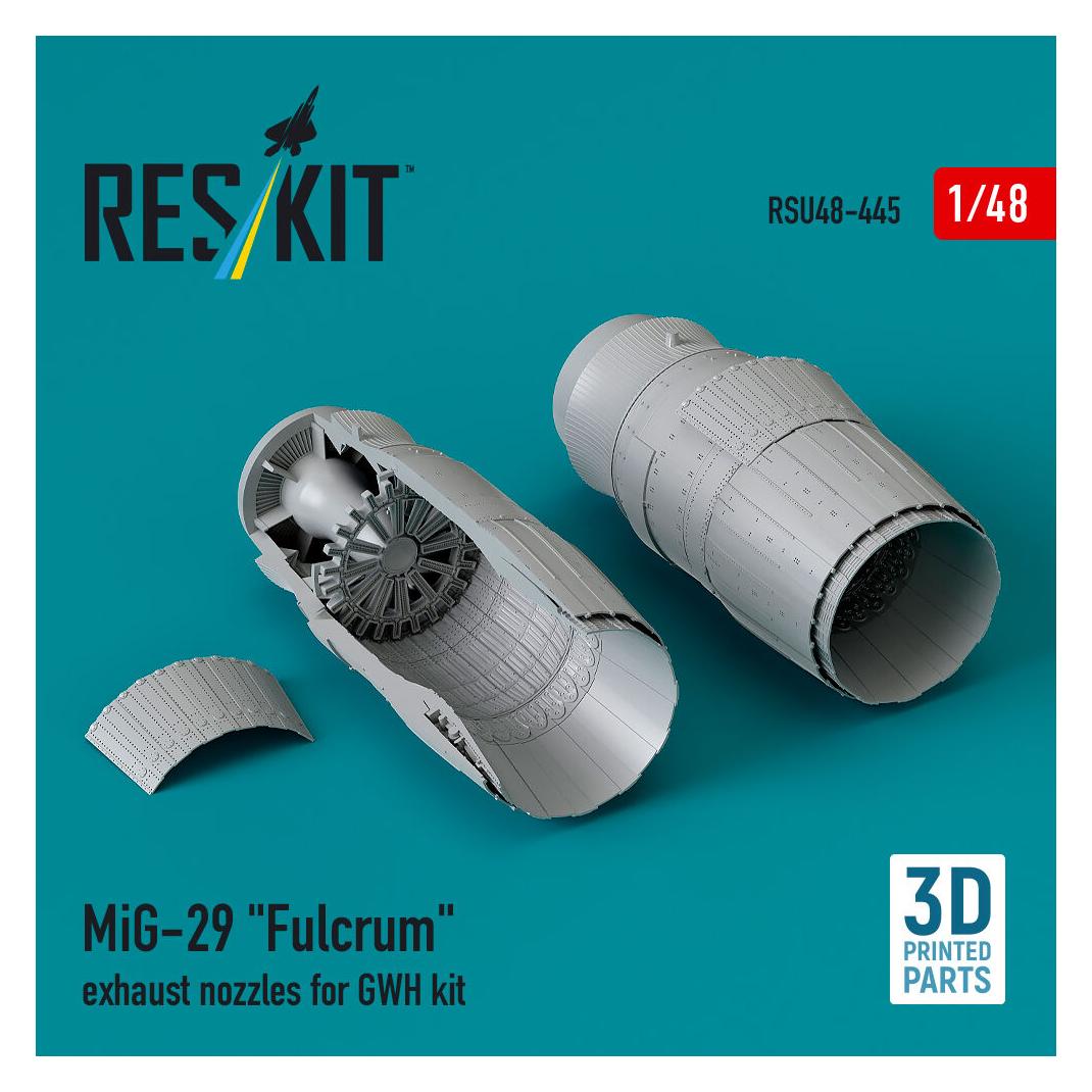 ResKit MiG-29 Fulcrum exhaust nozzles for GWH kit (3D printed) (RSU48-0445)