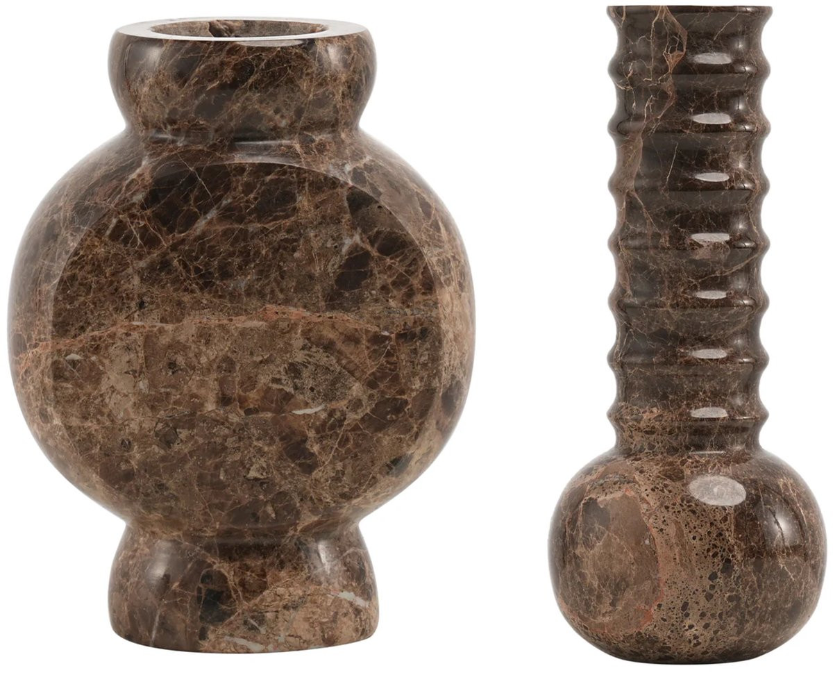 Mr. Stoned Marmeren Geschenkset met Bruine Vazen Ribbed & Circle