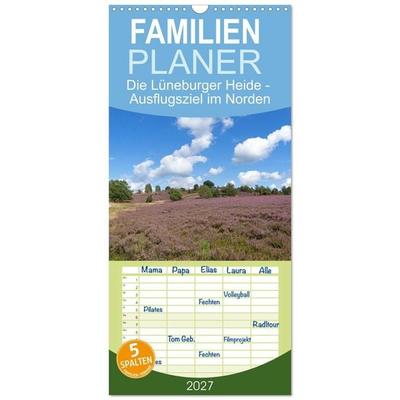 Familienplaner 2027 - Die Lüneburger Heide - Ausflugsziel im Norden mit 5 Spalten (Wandkalender, 21 x 45 cm) CALVENDO