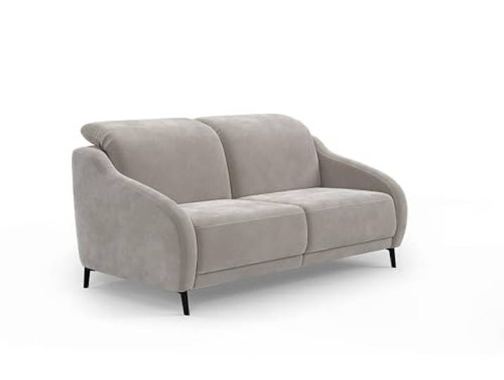 CAVADORE 2,5er-Sofa Blue / 2,5-Sitzer Couch im modernen Design mit zweifacher motorischer TV-Funktion Inkl. Kopfteilverstellung und mattschwarzen Metallfüßen / 172 x 93 x 104 / Mikrofaser, Hellgrau