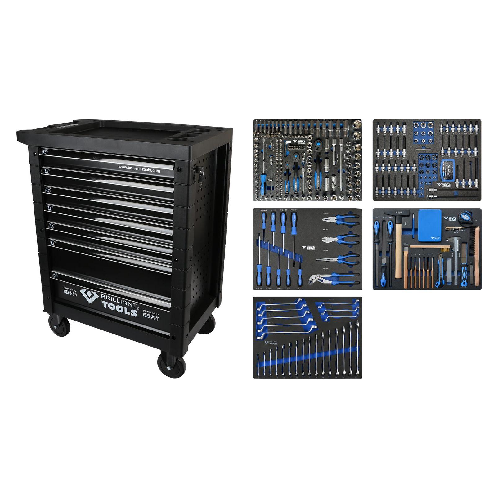 Brilliant Tools Werkstattwagen mit 7 Schubladen und 347 Werkzeugen (347x) (BT153347)