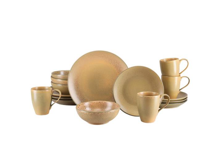 Creatable Kombiservice Sierra Nevada Fuego, Sahara, Keramik, 16-teilig, 300 ml,400 ml, stapelbar, Geschirr, Geschirrsets, Kombiservice