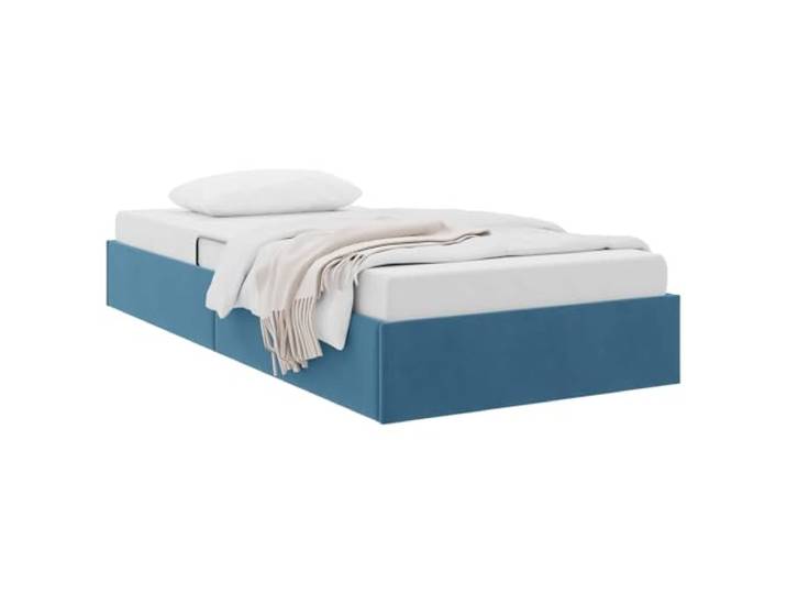 KTHLBRH Ottoman-Bett, Dunkelblau, 100 x 200 cm, Samt Hydraulisches Heben, Metallgestell, Behälter, 140 kg Tragkraft