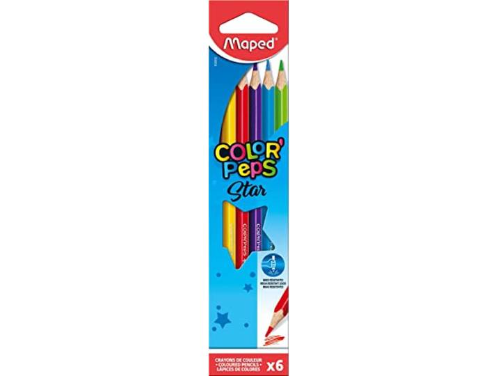 Maped 832002 driekantige kleurpotloden COLOR'PEPS, 6-delig kartonnen etui