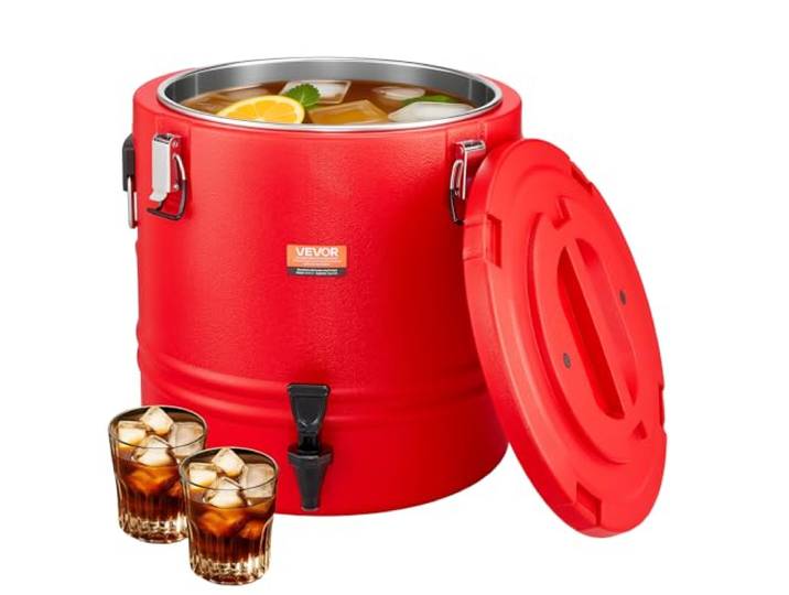 VEVOR isolierter Getränkespender 30 L Thermo-Getränkespender für Heiß- und Kaltgetränke mit Zapfhahn, lebensmittelechter Kühlkrug mit Innenseite aus 304er-Edelstahl, für Tee Kaffee Restaurant