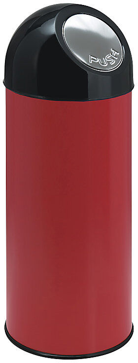 kaiserkraft Push-Mülleimer, Stahl, Volumen 55 l, verzinkter Innenbehälter, rot