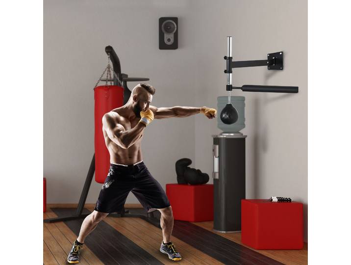 HOMCOM Boxställ Ajustable Pliable Acier avec Speedball