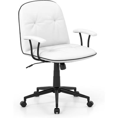 COSTWAY Ergonomischer Bürostuhl, Kunstleder mit gepolsterten Armlehnen und Rückenlehne, Höhenverstellbarer Drehstuhl