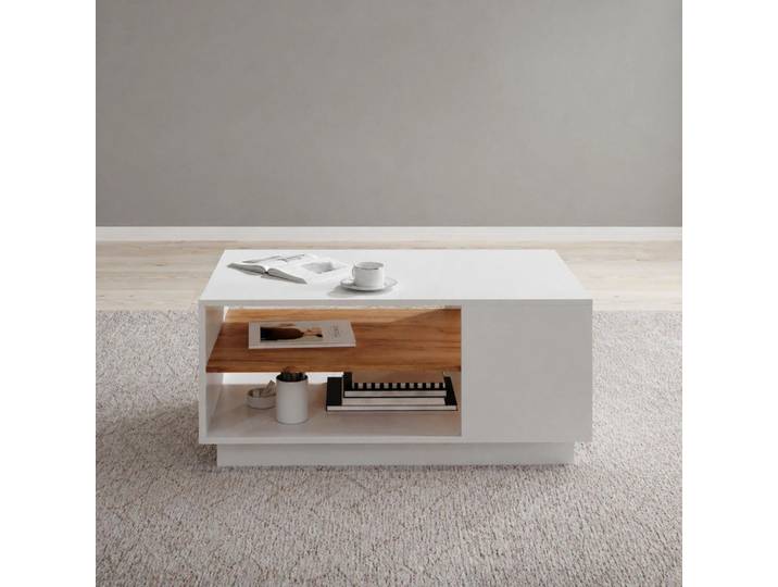 Couchtisch Beistelltisch VIANO 100 cm Weiß Eiche Craft Gold