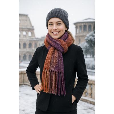 Strickschal "Farbenfroh", Damen, bunt (lila), Polyacryl, COLLEZIONE ALESSANDRO, unifarben, Basic, Modetücher, modischer Farbmix, Made in Italy