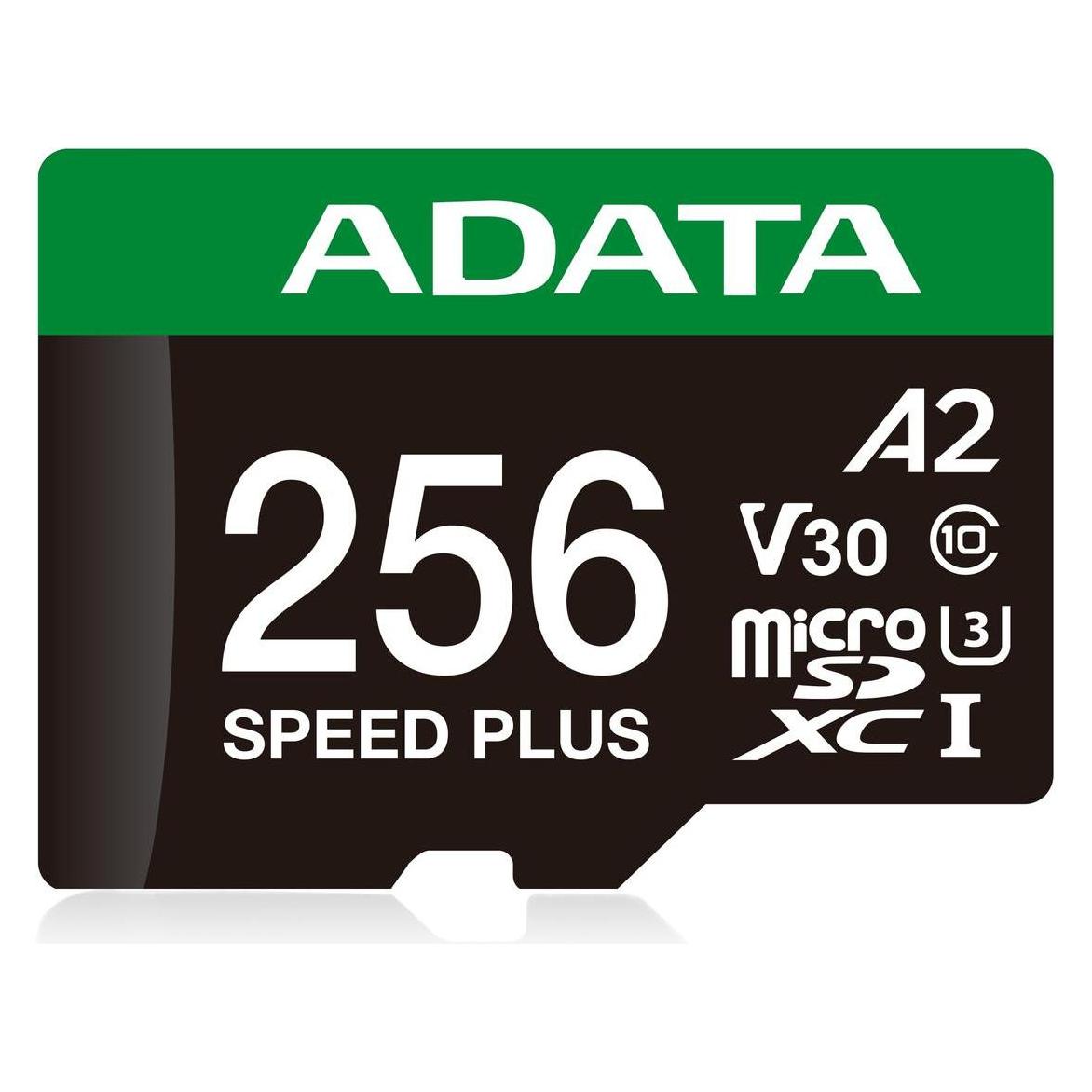 Adata microSD 256GB Speed Plus UHS-I U3 + Adapter (256 GB, microSDXC, U3, UHS-I) (UD256GUI3V30A2SP-RA1)