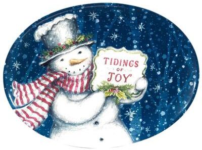 "Certified International Snowman Greetings Oval Platter 16"" x 12"" - 16"" x 12"" x 1.25"""