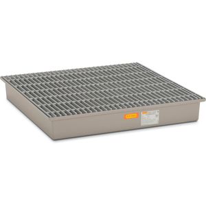 CEMO Auffangwanne 220/4, 6943, aus GFK, 128 x 128cm, mit GFK-Gitterrost, 220 Liter