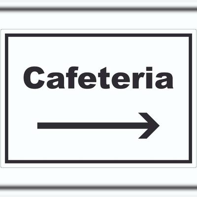 HB-Druck Cafeteria Aufkleber mit Text und Richtungspfeil rechts Selbstbedienung waagerecht A1 (594x841mm)