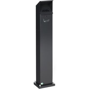 VAR Aschenbecher SG 124, 3940, für Outdoor, mit Dach, Standascher aus Metall, 18 x 115 cm, winddicht, 2 L, anthrazit
