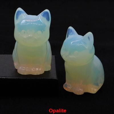 Uplift Treasures Amethyst Crystal Cat Statue opalite 1pc