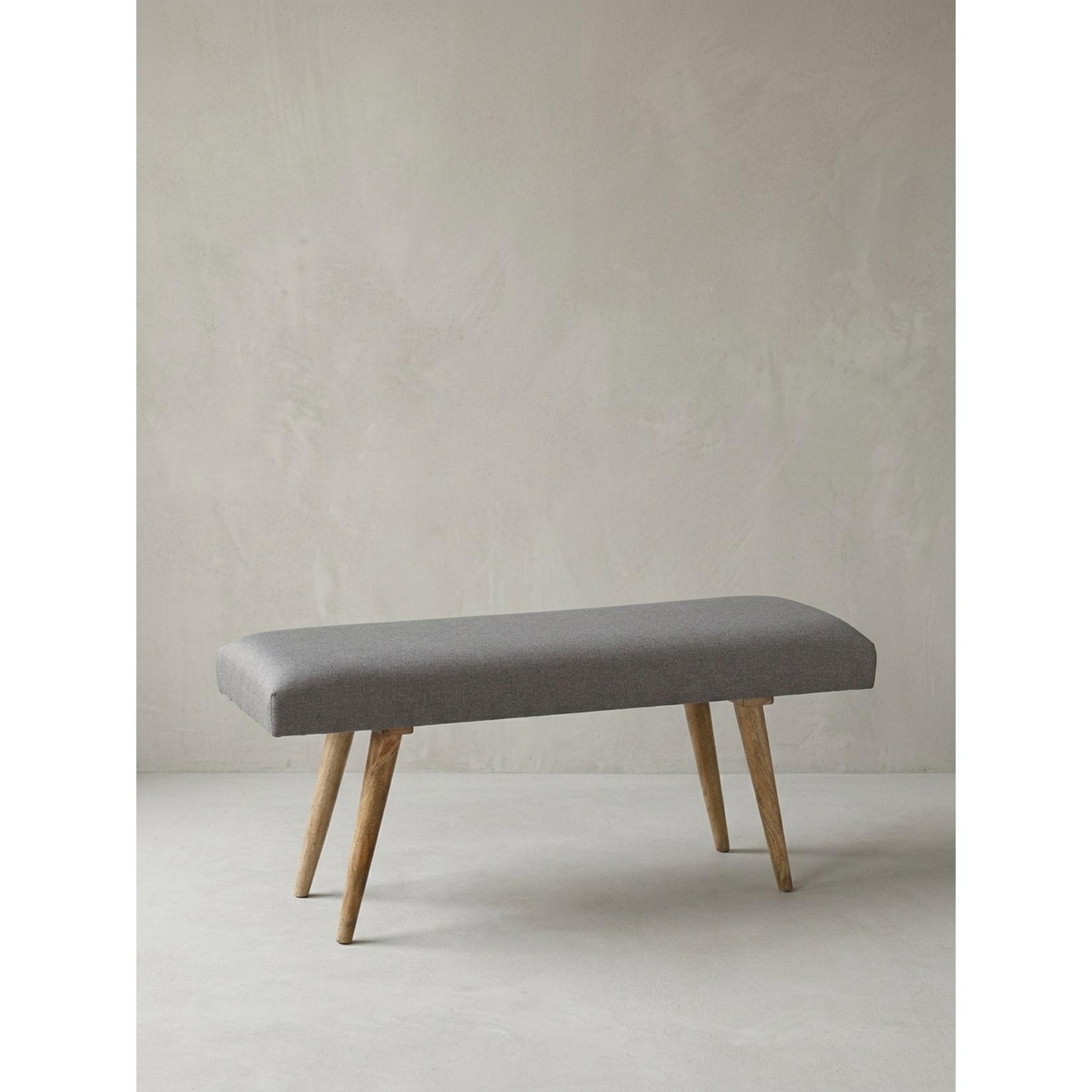 Sitzbank Stoff Massivholz Retro Stil gepolstert, Grau 38x117x51 cm