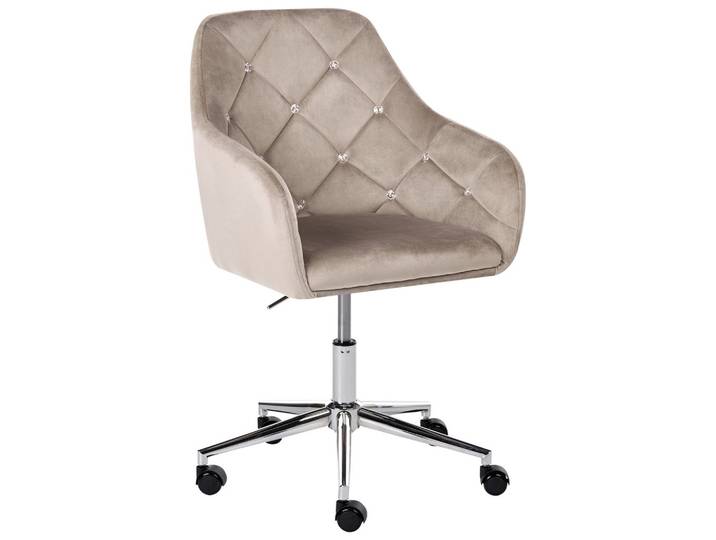 SCHREIBTISCHSTUHL Samtstoff Beige Veloria