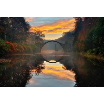 Fototapete PAPERMOON "Photo-Art KRZYSZTOF BROWKO, HERBSTGARTEN", bunt, B:4m L:2,6m, Vlies, Tapeten