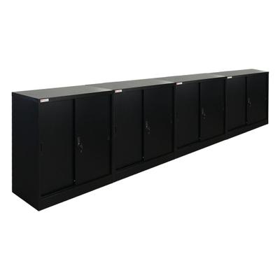 PROREGAL Mega Deal 4X Aktenschrank Elephant mit abschließbaren Schiebetüren HxBxT 90x90x40cm 2 Fachböden Schwarz Metallschrank abschließbar