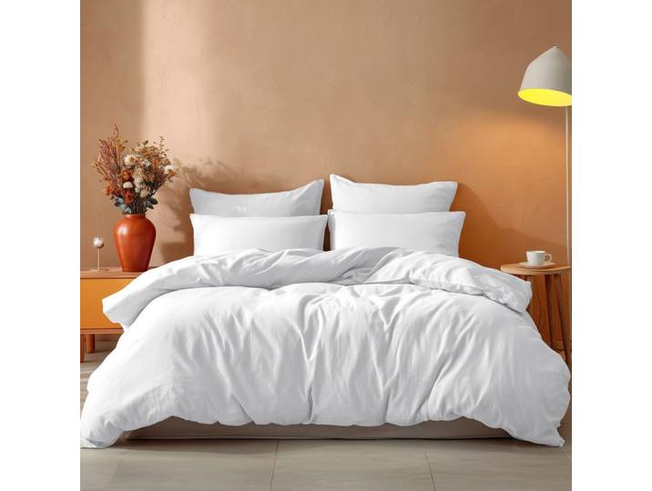 Parure de lit avec 2 taies rectangles coton blanc 240x220 cm