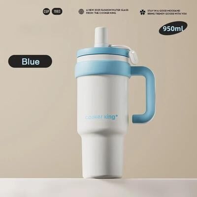 Uplift Essentials Stainless Steel Insulated Straw Thermos Cup blue