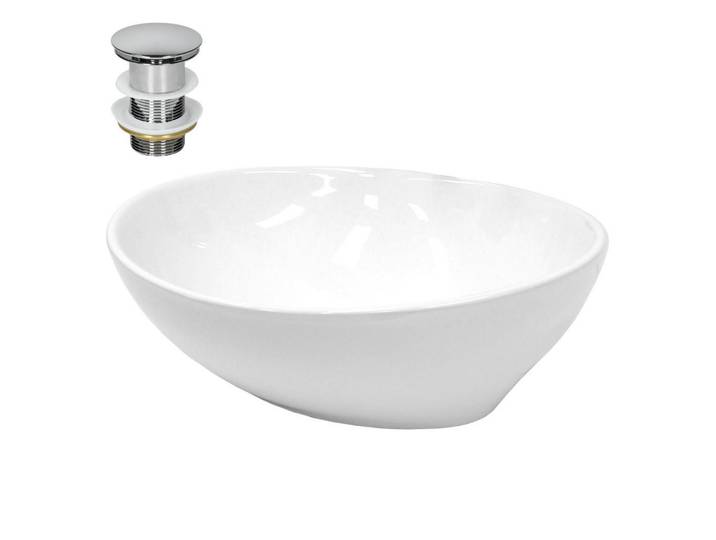 LuxeBath Waschbecken, Weiß, Keramik, 33x14.2x41 cm, Badezimmer, Waschbecken & Armaturen, Waschbecken