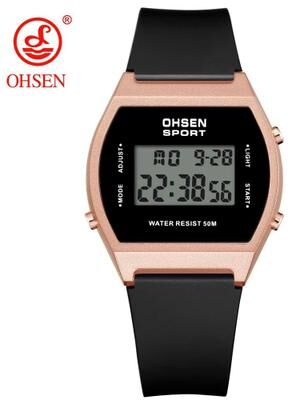 Inspired Finds White Waterproof Digital Sports Watch For Women With Alarm And LED Display gold Black